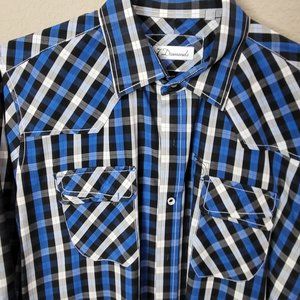 Blue/Black 7 Diamonds Button Down Dress Shirt